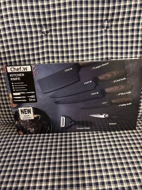 Chef.W Black Textured Kitchen Knife Set for Men Grooming - 6-Piece
